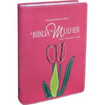 Imagem de A BIBLIA DA MULHER - COURO SINTETICO ROSA COM BORDAS FLORIDAS TAMANHO GRANDE