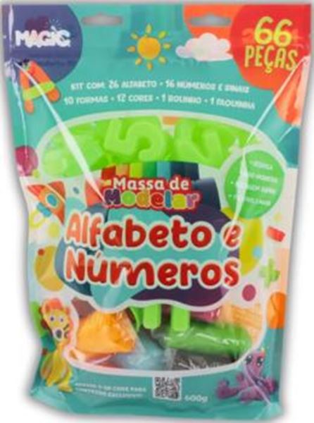 Picture of MASSA DE MODELAR 66 PECAS - ALFABETO, SINAIS E NUMEROS - 600G