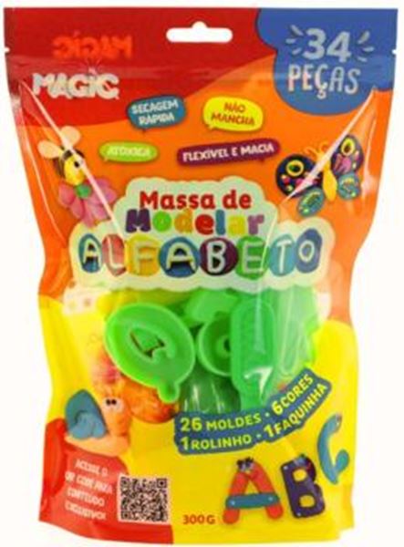 Picture of MASSA MODELAR 34 PECAS - ALFABETO - 300G