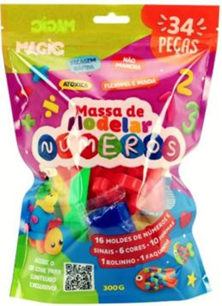 Picture of MASSA MODELAR 34 PECAS - NUMEROS, SINAIS E FORMAS - 300G